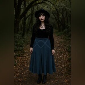 Blue skirt Ribbon Fairy Whimsigoth Midi‎ Romantic Renaissance cottage peasant 4